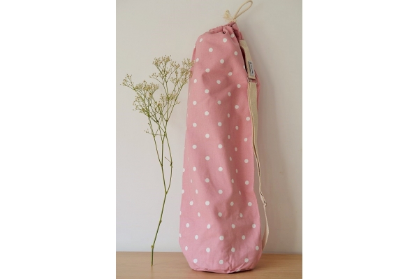 Sac de yoga Emy rose pois blancs