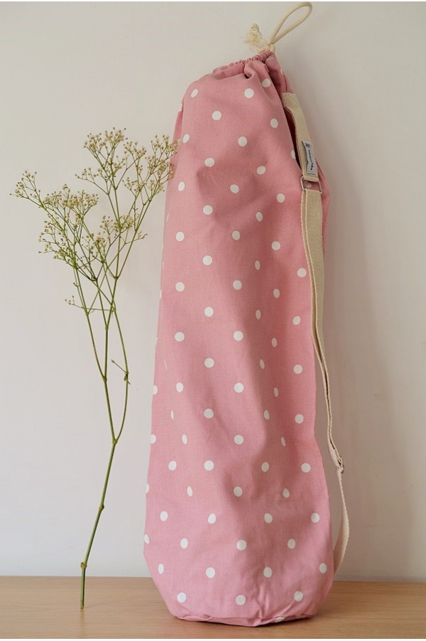 Yoga mat bag Emy rose pois blancs