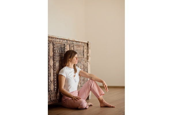 Pantalon de yoga Uma rose poudré