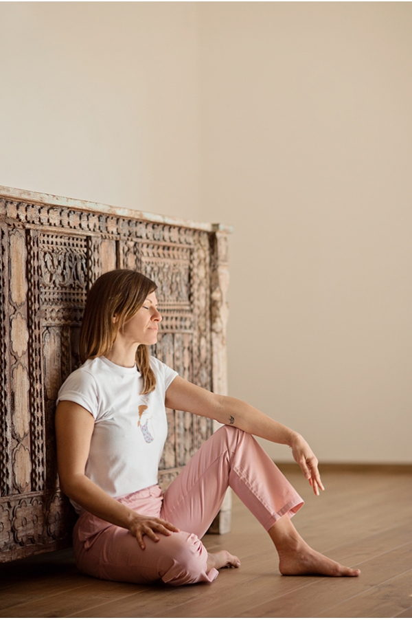 Pantalon de yoga Uma rose poudré