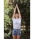 Yoga short blue/purple flowers