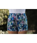 Short de Yoga fleurs bleus et mauves
