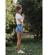 Yoga short blue/purple flowers