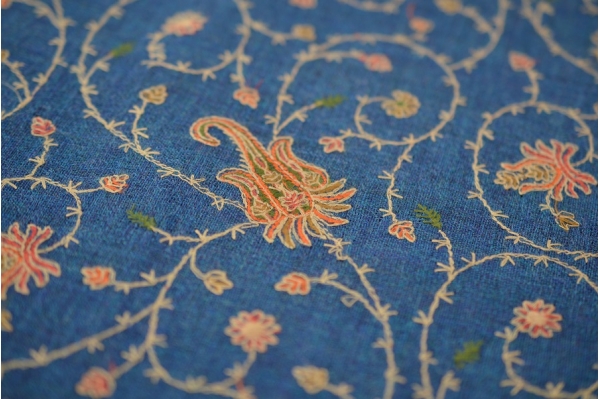 Blue wool meditation shawl