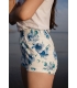 Short Anjali fleurs bleus fond blanc