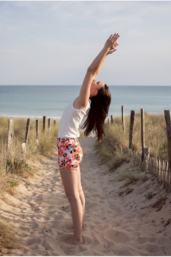 Short de Yoga fleurs d'été