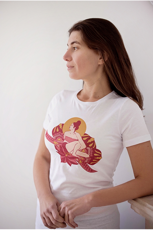 T-shirt Marichyasana blanc