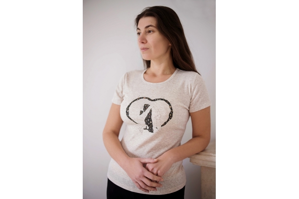 T-shirt Rajakapotasana beige