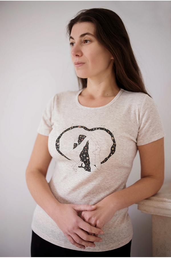 T-shirt Rajakapotasana beige