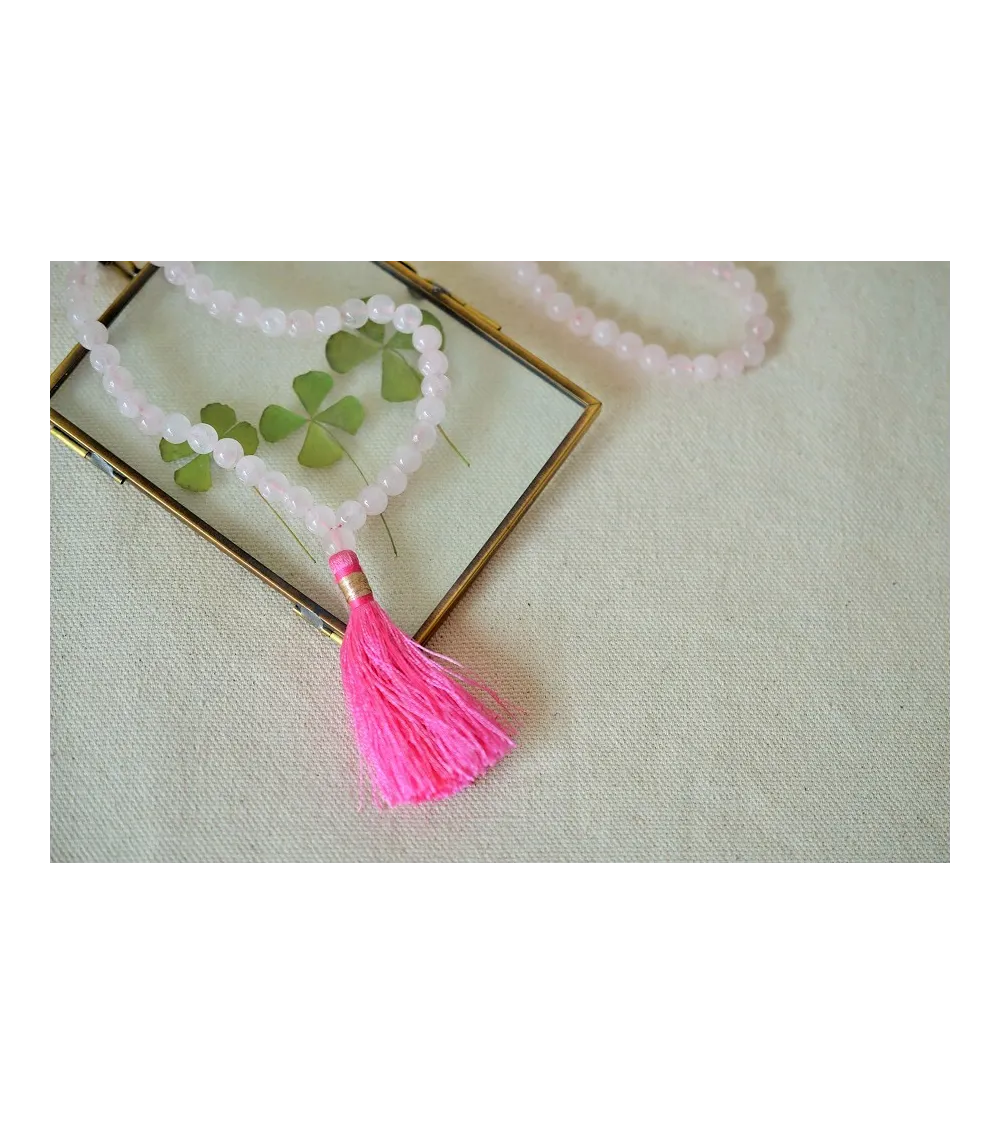Mala en quartz rose.