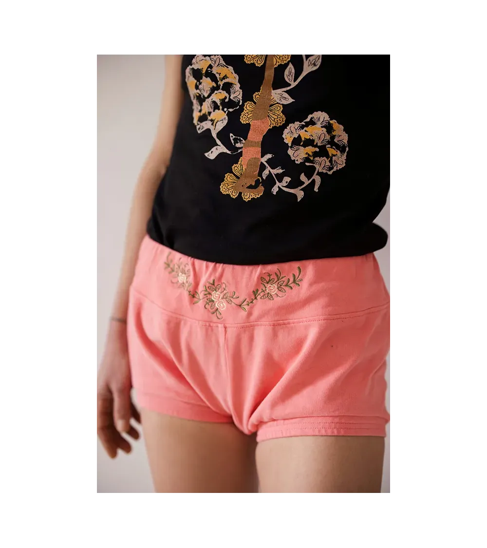 Short de yoga brodé